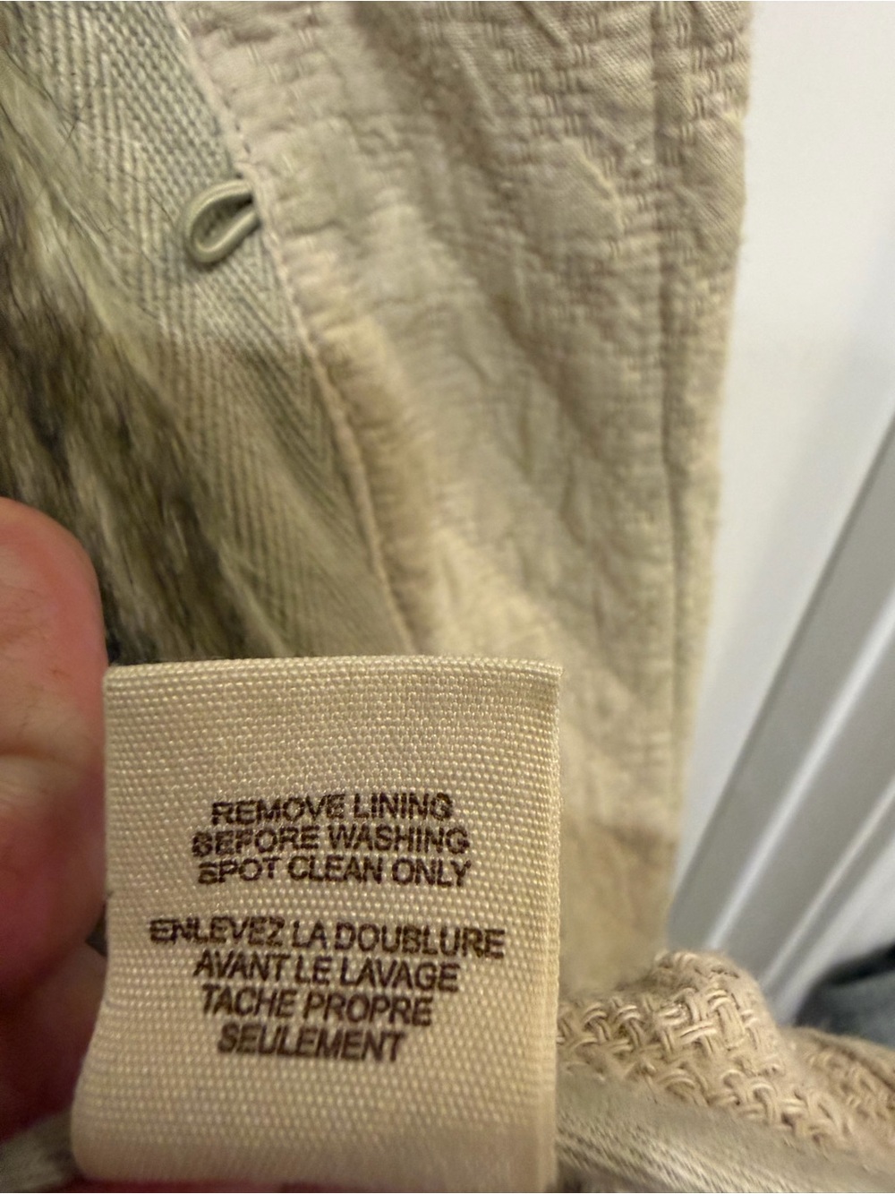 Free People- We The Free Beige Quilted Vest with Olive Faux Fur Trim - Picture 6 of 6